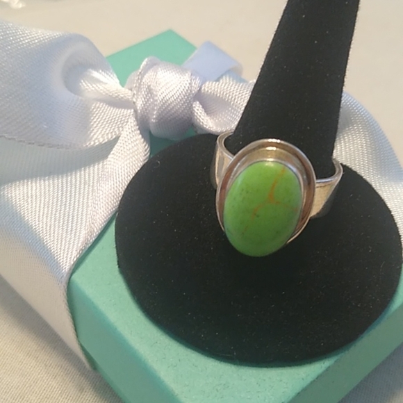 sterling Jewelry - Sterling Silver Sonora Green Copper Turquoise Ring 925 Mexico, size 6.5